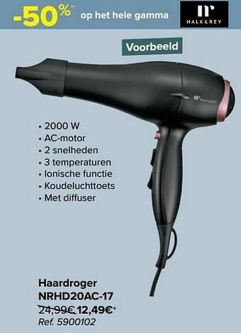Carrefour Nalk+rey haardroger nrhd20ac-17 aanbieding