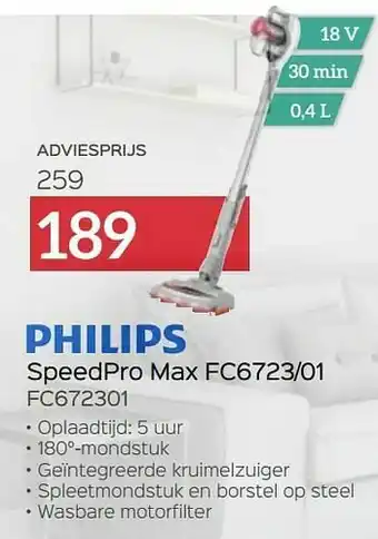 Selexion Philips speedpro max fc6723-01 fc672301 aanbieding