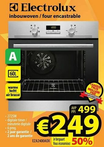 ElectroStock Electrolux inbouwoven - four encastrable eza2400aox aanbieding