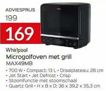 Selexion Whirlpool microgolfoven met grill max49mb aanbieding