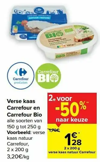 Carrefour Verse kaas natuur carrefour aanbieding