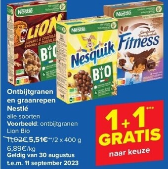 Carrefour Ontbijtgranen en graanrepen nestlé aanbieding