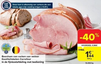 Carrefour Beenham van varken van weleer kwaliteitsketen carrefour in de fi jnkostafdeling met bediening aanbieding