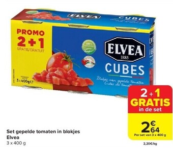Carrefour Set gepelde tomaten in blokjes elvea aanbieding