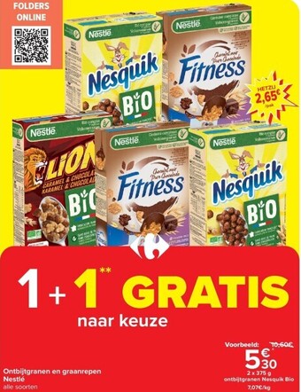 Carrefour Ontbijtgranen en graanrepen nestlé aanbieding