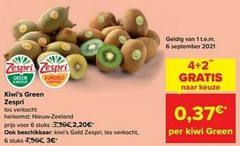Carrefour Kiwi’s green zespri aanbieding
