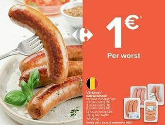 Carrefour Varkens-- kalfsworsten aanbieding