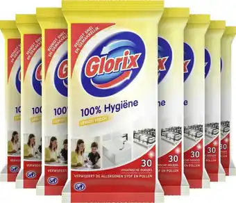 Bol.com Glorix lemon fresh biologisch afbreekbare schoonmaakdoekjes - 10 x 30 stuks - voordeelverpakking aanbieding