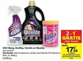 Carrefour Vlekverwijderaar zonder javel vanish oxi advance pink aanbieding