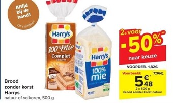 Carrefour Brood zonder korst harrys aanbieding