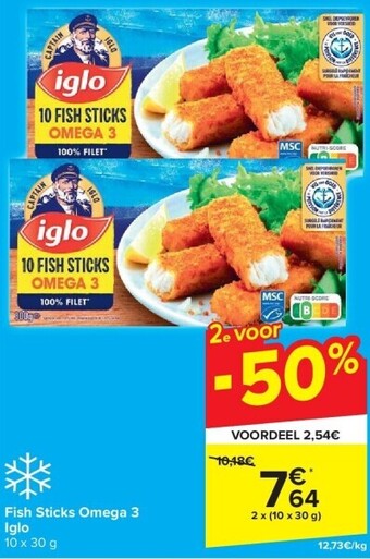 Carrefour Fish sticks omega 3 iglo aanbieding