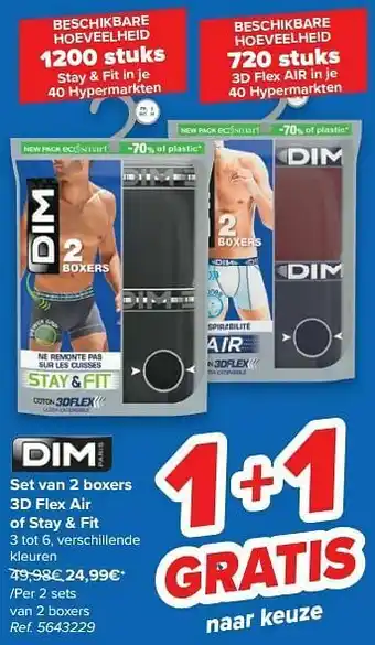 Carrefour Set van 2 boxers 3d flex air of stay + fit aanbieding