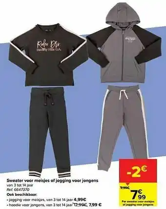 Carrefour Sweater voor meisjes of jogging voor jongens aanbieding
