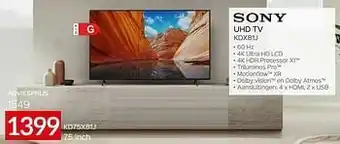 Selexion Sony uhd tv kdx81j kd75x81j adviesprijs 1549 aanbieding