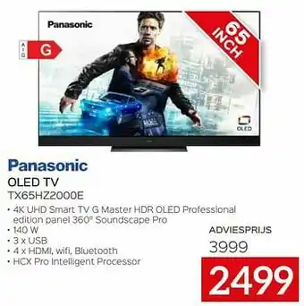 Selexion Panasonic oled tv tx65hz2000e adviesprijs 3999 aanbieding