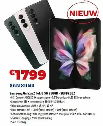 Exellent Samsung galaxy z fold3 5g 256gb - suf926bz aanbieding