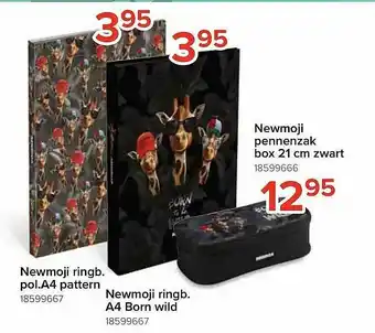 Newmoji Ringb.pol.a4 Pattern, Newmoji Ringb. A4 Born Wild, Newmoji Pennenzak Box 21 Cm Zwart
