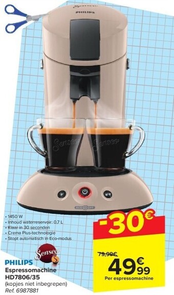 Carrefour Espressomachine hd7806/35 aanbieding