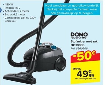 Carrefour Stofzuiger met zak do1098s aanbieding