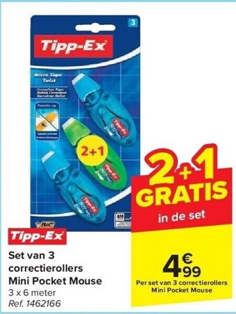 Set van 3 correctierollers mini pocket mouse