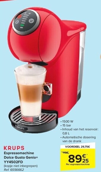 Carrefour Espressomachine dolce gusto genio+ yy4502fd aanbieding