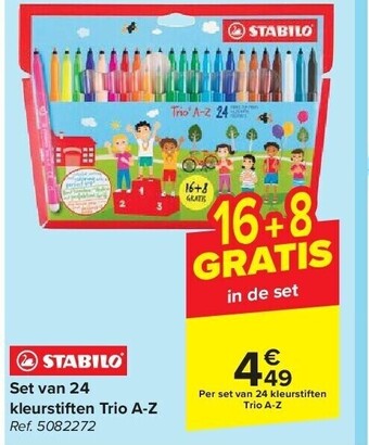 Carrefour Set van 24 kleurstiften trio a-z aanbieding