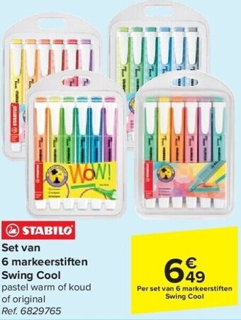 Carrefour Set van 6 markeerstiften swing cool aanbieding