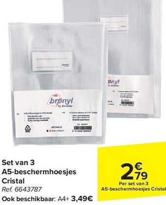 Carrefour Set van 3 a5-beschermhoesjes cristal aanbieding