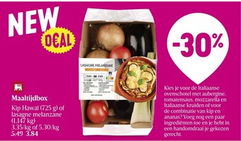 Maaltijdbox Kip Hawaï of lasagne melanzane