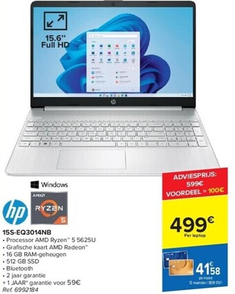 Carrefour Hp 15s-eq3014nb aanbieding