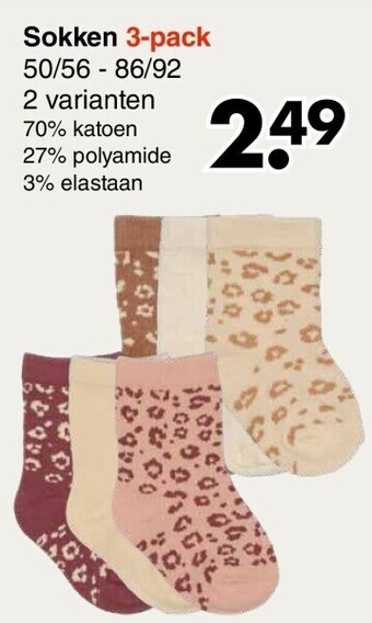Wibra Sokken 3-pack aanbieding