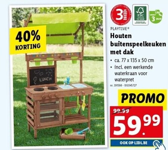 Lidl Houten buitenspeelkeuken met dak aanbieding