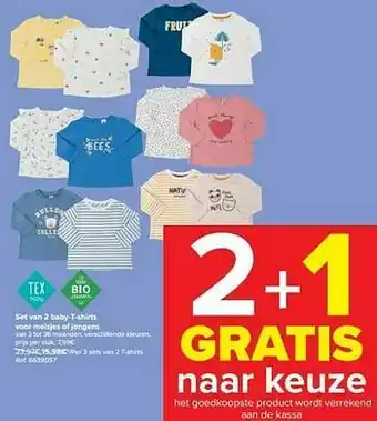 Carrefour Set van 2 baby-t-shirts voor meisjes of jongens aanbieding