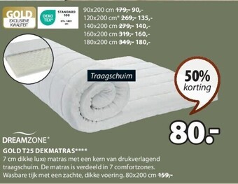 Jysk Gold t25 dekmatras aanbieding
