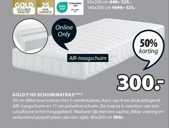 Jysk Gold f105 schuimmatras aanbieding