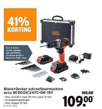 GAMMA Black+decker schroefboormachine accu bcd001c2afc-qw 18v aanbieding