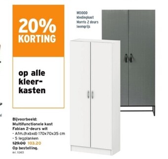 GAMMA Multifunctionele kast fabian 2-deurs wit aanbieding