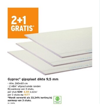 GAMMA Gyproc gipsplaat dikte 9,5 mm aanbieding
