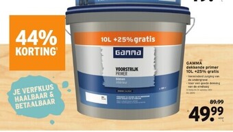 GAMMA Gamma dekkende primer 10l +25% gratis aanbieding