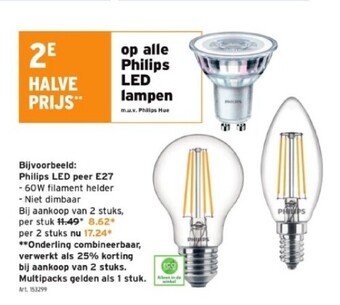 GAMMA Philips led peer e27 aanbieding