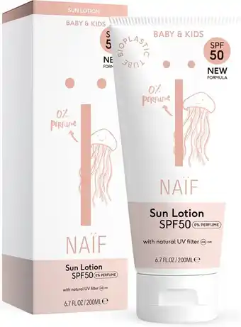 Bol.com Naïf zonnebrand lotion - 0% parfum - baby & kids - spf 50 - 200ml - met natuurlijke ingrediënten aanbieding