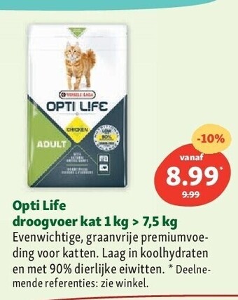 Maxi Zoo Opti life droogvoer kat 1 kg > 7,5 kg aanbieding