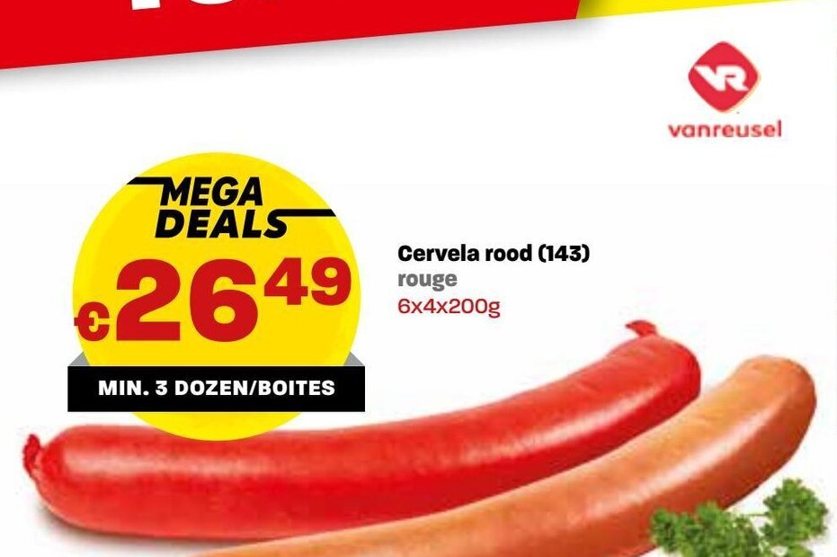 Belgo Snacks Cervela rood 6 x 4 x 200Cervela rood (143) rouge 6x4x200g g aanbieding
