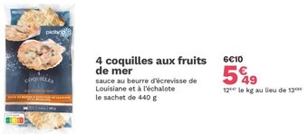 4 coquilles aux fruits de mer 440 g