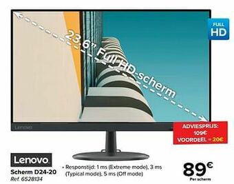 Carrefour Lenovo scherm d24-20 aanbieding