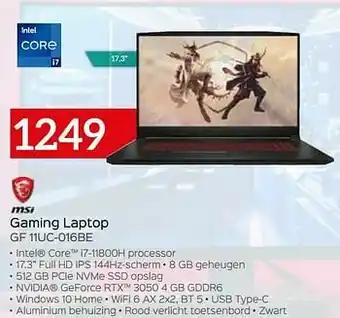 Msi gaming laptop gf 11uc-016be