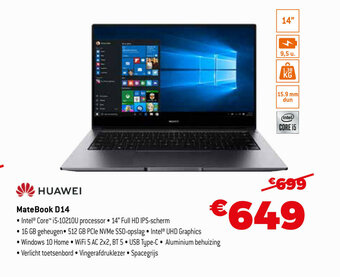 Expert Huawei MateBook D14 aanbieding