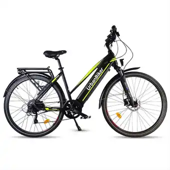 Decathlon Urbanbiker viena 23, elektrische trekking fiets, 26¨, geel, accu 720wh, unisex aanbieding
