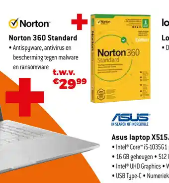 Asus laptop X515JA-BQ966T-BE + Norton 360 Standard