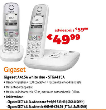 Expert Gigaset A415A white duo - STGA415a aanbieding
